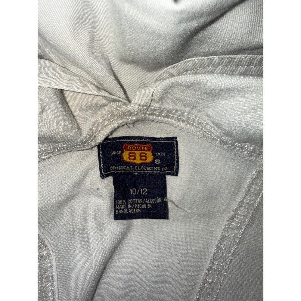 Vintage Route 66 Kids Off White Cotton Denim Shortall Overalls Size 10/12 - Picture 8 of 8